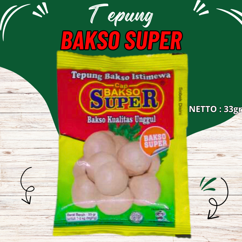 

Pengenyal Bakso - Tepung Bakso Cap Bakso SUper Kemasan 33gram