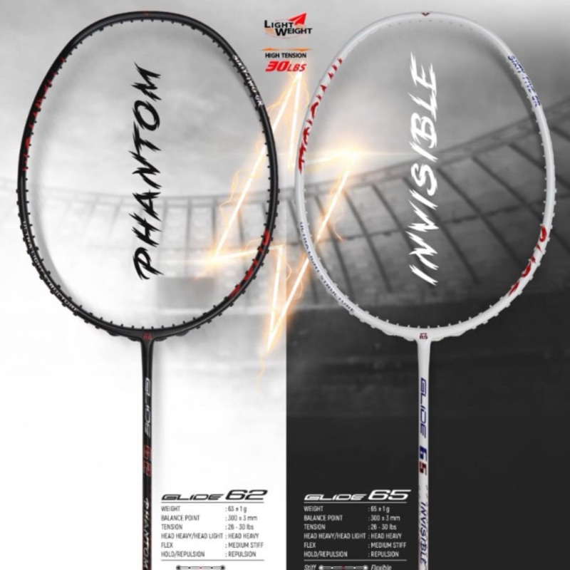 Raket Badminton Bulutangkis RS Glide 62 Phantom / RS Glide 65 Invisible Original