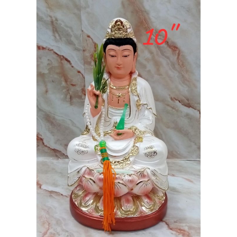 patung dewi kwan im/kwan in/ guan yin - fiber - 10inch