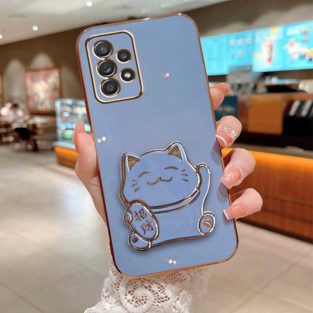 Soft Case For SAMSUNG A23 4G Case Plating Mewah Ring Kucing Hoki Premium Case
