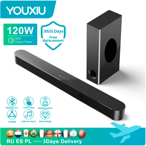 120w Home Theater Speaker Bluetooth Speaker 3D Surround Soundbar Computer Speaker for TV Soundbar Bo