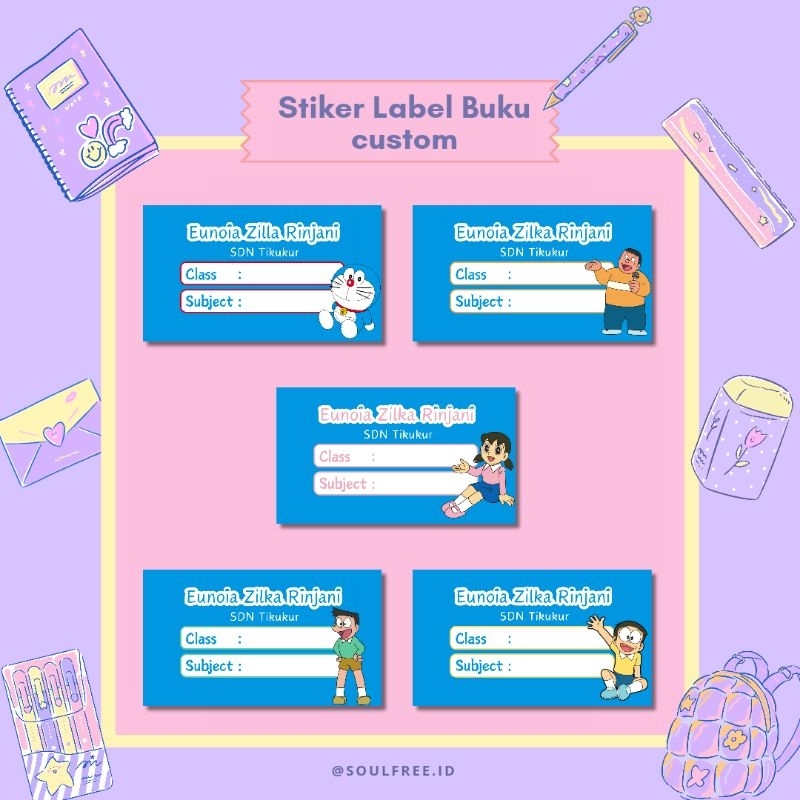 

[40pcs] stiker label buku custom/ stiker label mata pelajaran / stiker label buku lucu