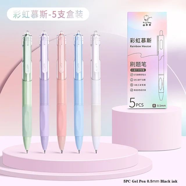 

IDOLAKU Pen Set Isi 5 Pcs Cepat kering 0.5 mm Bulpen Hitam