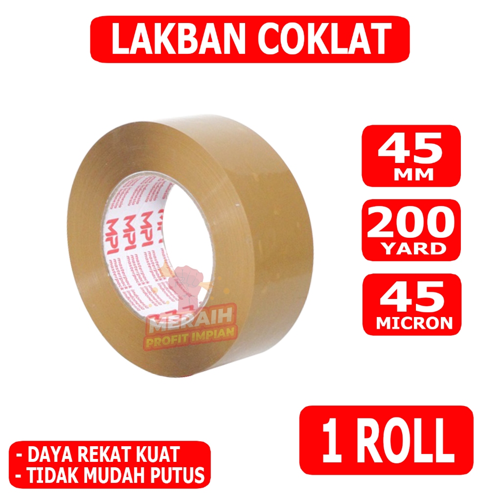 

TERMURAH!!! Lakban Coklat 200 Yard - Lakban MPI 45 mm x 200 yard