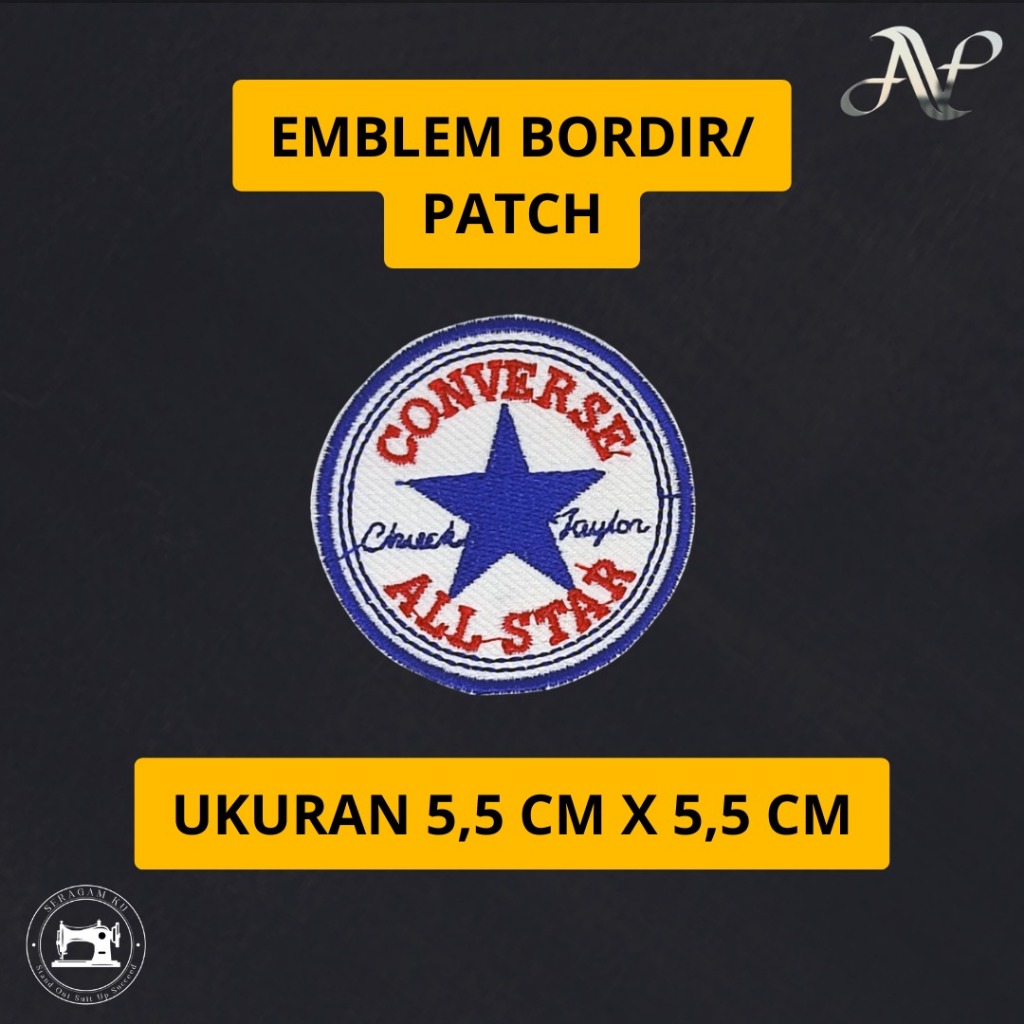 Emblem Bordir Patch Logo Converse All Star Biru