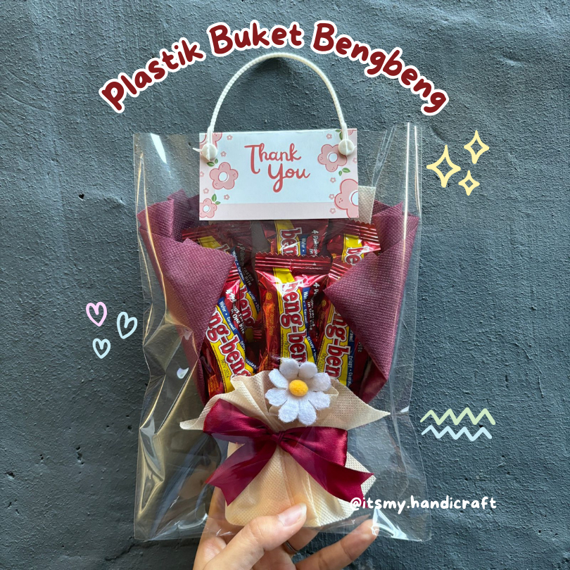 

PLASTIK BUKET UNTUK BUKET BENGBENG | HANGTAG BUKET | TALI PLINTIR | LABEL THANKYOU