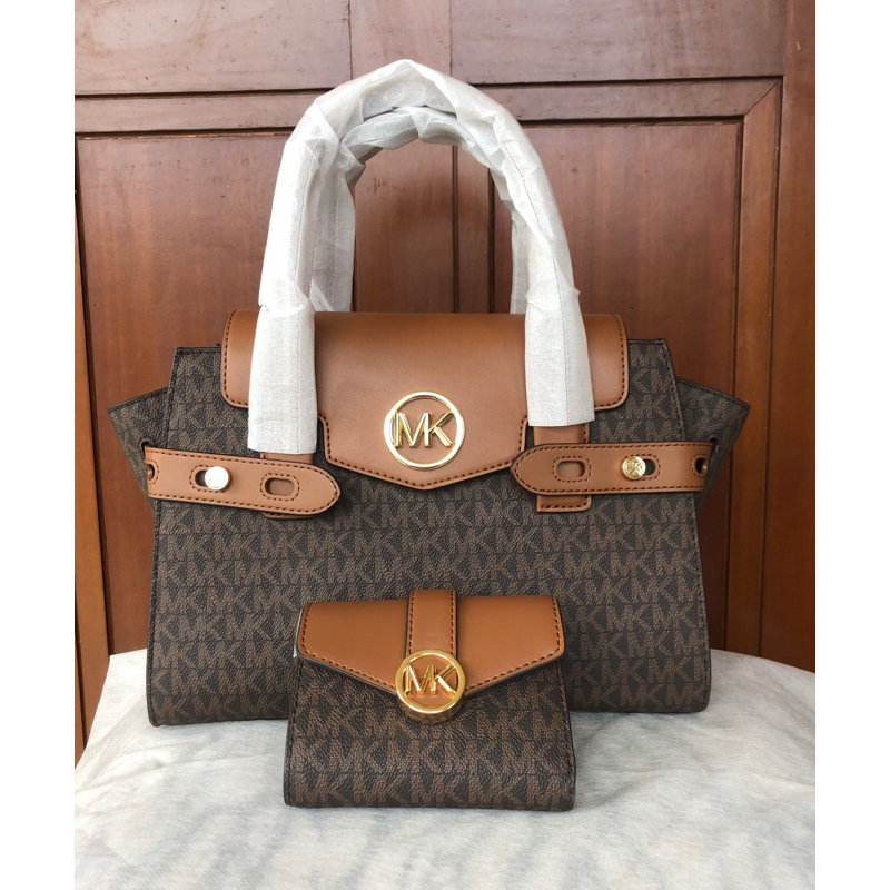 Tas MK Carmen Satchel Signature Brown set