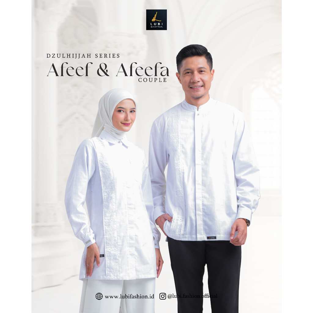 Tunik Afeefa By Lubi Baju Couple Pasangan Tunik Putih KoKo Putih Baju Atasab Wanita Terbaru