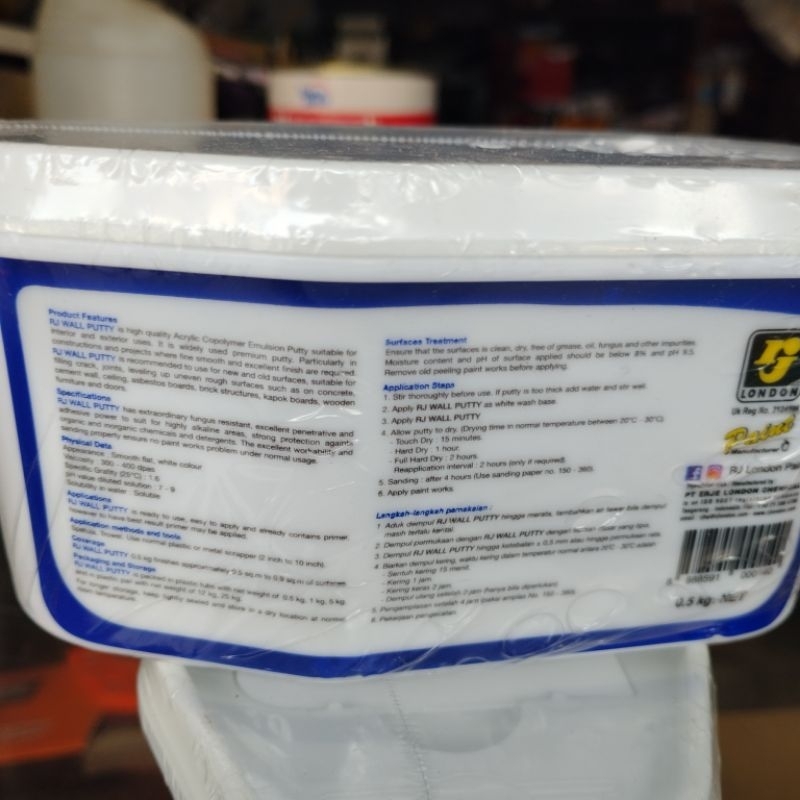 Dempul tembok Rj 500 gram 1/2 kg
