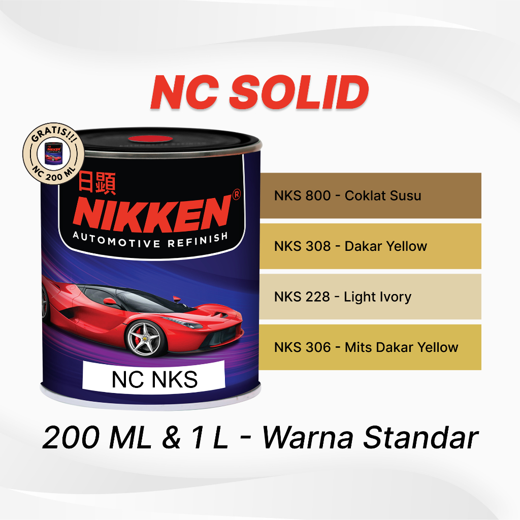 NIKKEN NKS NC Solid Color - Warna Standar - Cat Duco Mobil Motor Kayu Besi - Coklat Susu / Dakar Yel