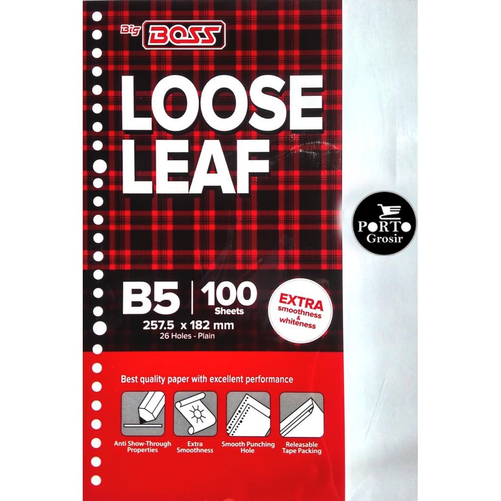 

Rmdodo - Loose Leaf BIGBOSS B5 Isi 100 Lembar 26 x 18 Cm