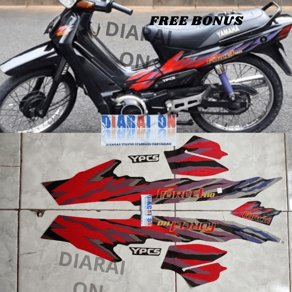 Striping Stiker Yamaha Force One Force 1 Force1 1993 1994 Merah Murah