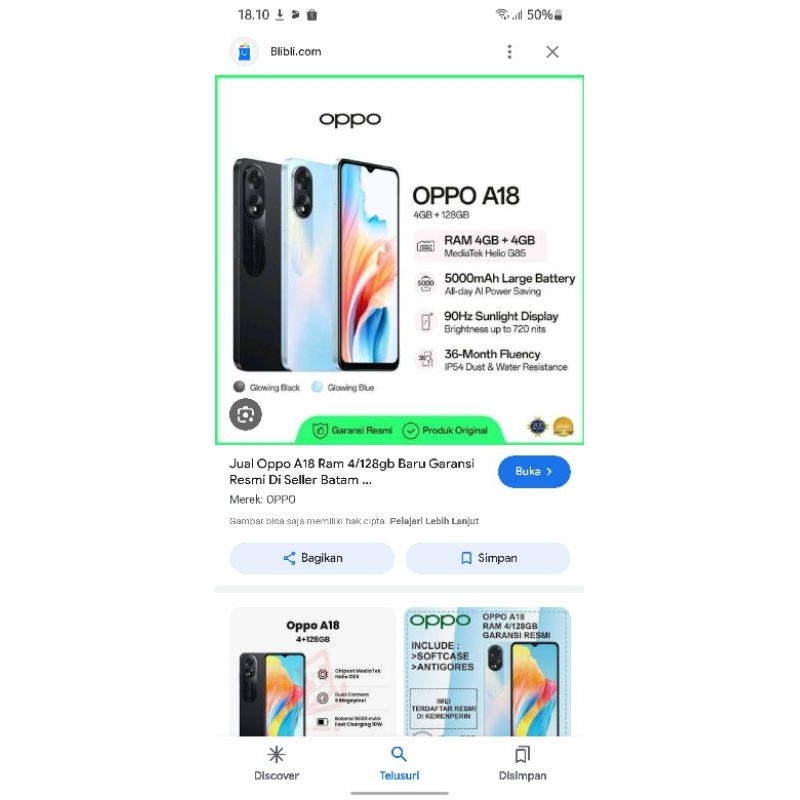 oppo A18 ram 4+128