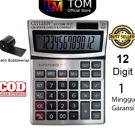

Mewah Kalkulator CT712M 12 Digit Calculator Check Dual 2 Power