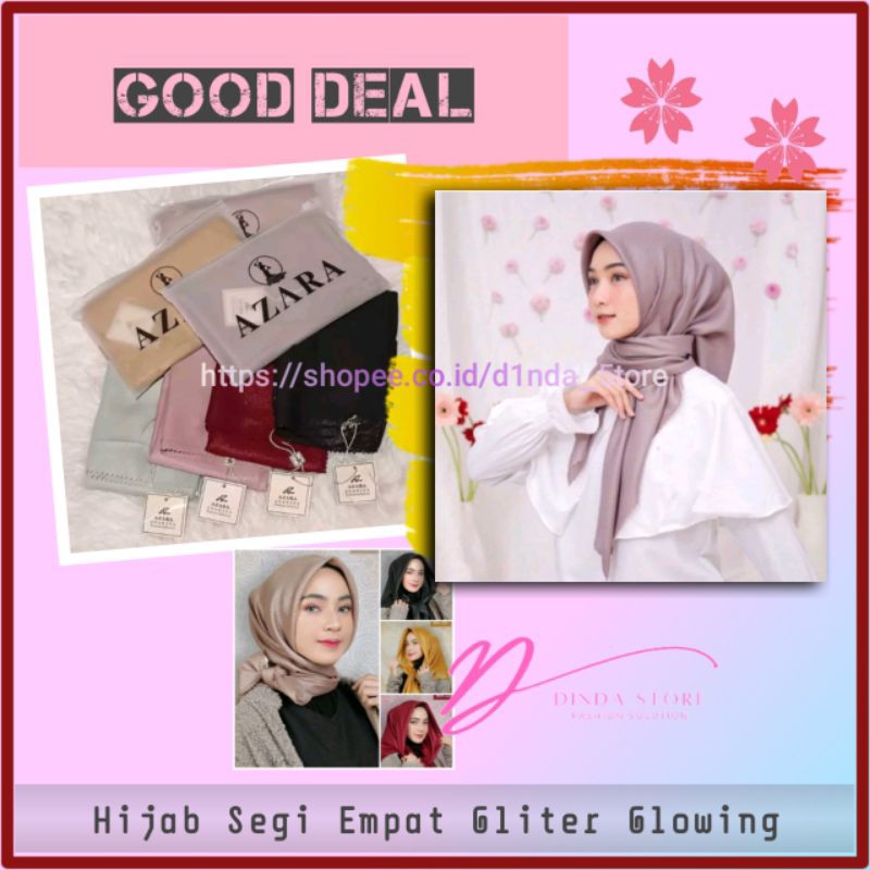 Hijab Segi Empat Nur Sinar Glamour Kerudung Pesta Polos Hijab Wisuda Fashion Muslim Wanita Kondangan