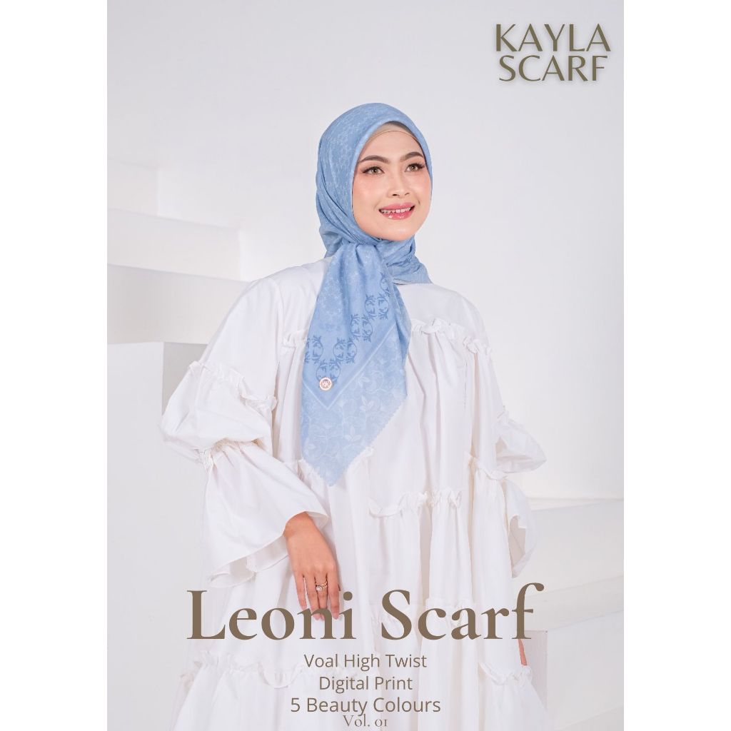 Kerudung Segiempat Voal High Twist/ HT Motif Leoni Scarf series by Kayla signature/ kayla scarf excl