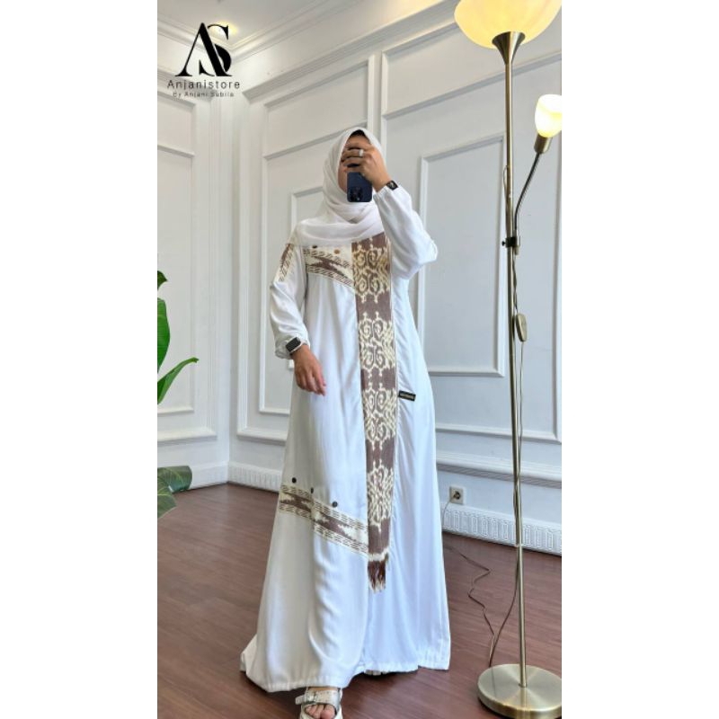 READY STOK ((GAMIS ANJANI STORE TWILL MIX TROSO PUTIH))