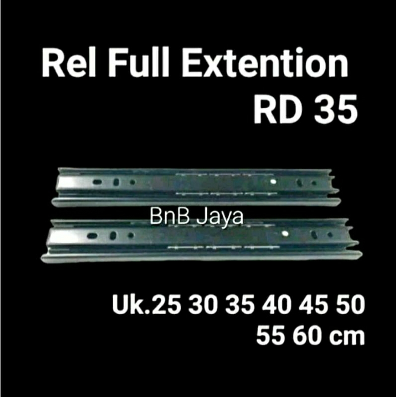 Rel Full Extention MURAH RD 35 Panjang 50 cm - per Pasang Ril Double Tarik FE 35 - 500mm (Bukan Hube