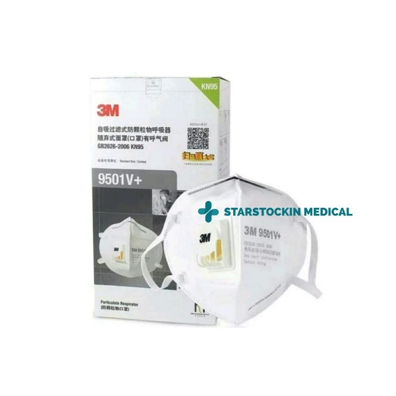 Masker Medis N95 3M 9501v+ Box Isi 25 pcs