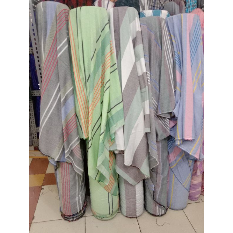 kain/bahan katun oxford / katun motif salur