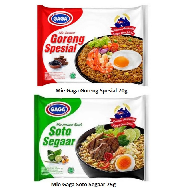 

Gaga Mie Goreng Spesial 70g Mie Kuah Soto Segaar 75g