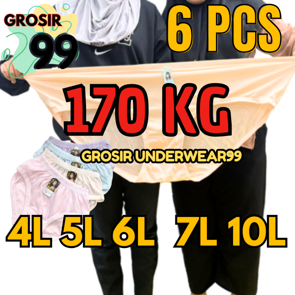 6 PCS SUPER JUMBO Celana Dalam Wanita Jumbo CD Wanita Jumbo Big Size Elastis Adem CD Ibu Hamil Jumbo