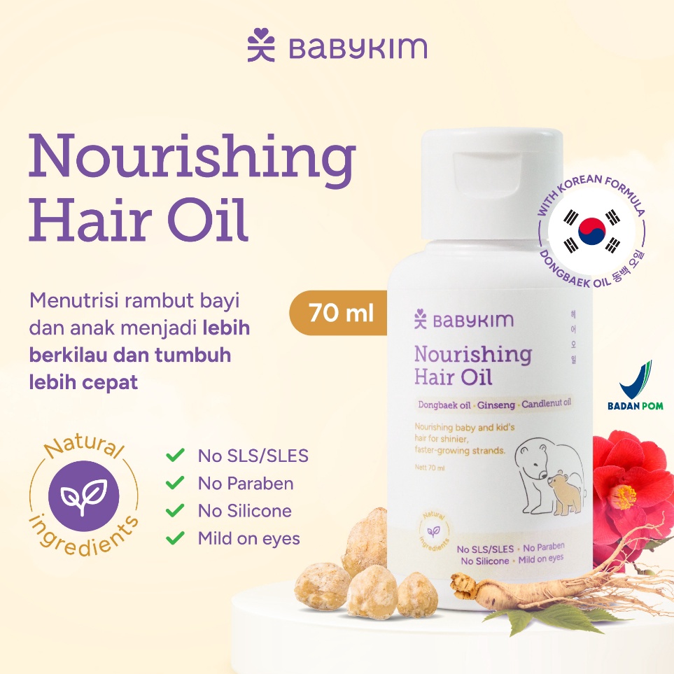 Babykim Hair Oil Baby Kids 7ml  Minyak Penumbuh Rambut Bayi Anak  Korean Formula  No SLS No Paraben 