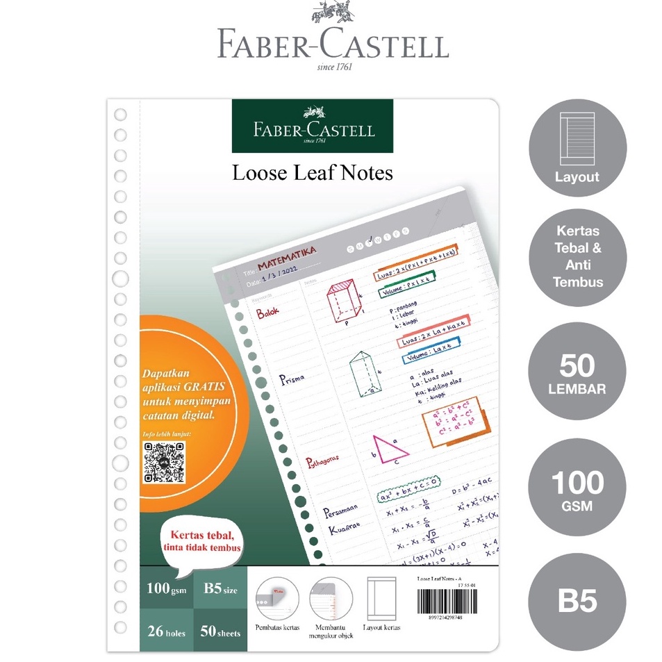 

FaberCastell Kes Loose Leaf Digital B5 Isi File 5 Lembar