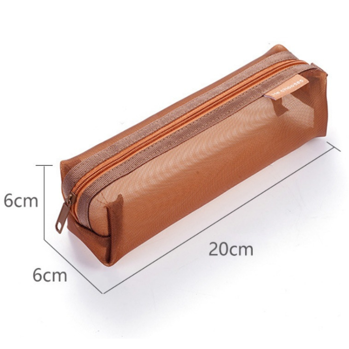 

Tempat/Tas Pensil Transparan/ Transparan Pencil Case Retro Nylon Statonery Storage