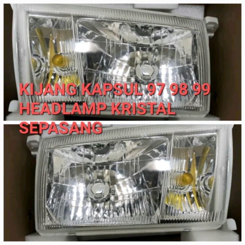 HEADLAMP KIJANG 97 KRISTAL LAMPU BESAR KIJANG 97 98 99 KRISTAL HEAD LAMP KIJANG KAPSUL SEPASANG