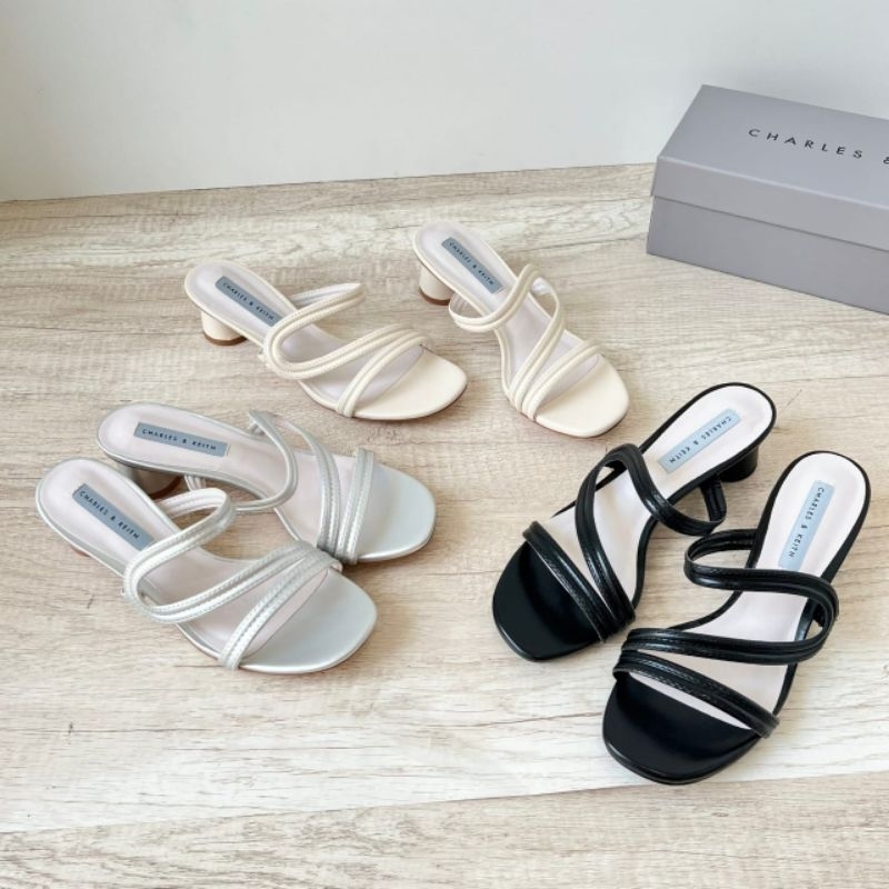PROMO SALE Sandal sepatu ck heels 5 cm hitam putih silver pesta gladiator