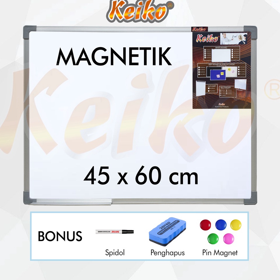 

Papan Tulis Whiteboard White Board Gantung Magnet Single Face Keiko 45 x 6 cm