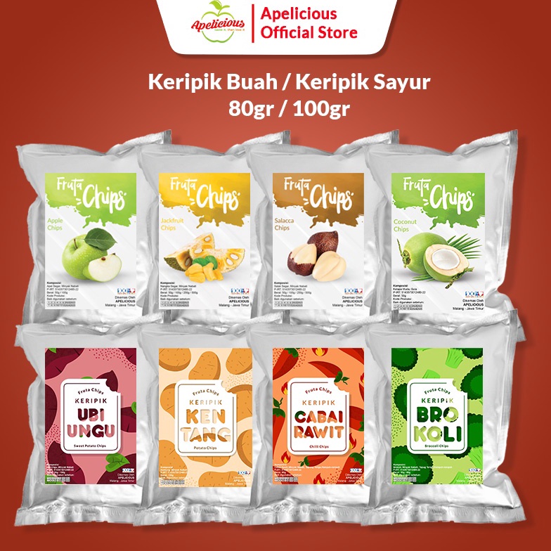 

SPONTAN APELICIOUS Keripik Buah Keripik Sayur Kripik Buah Apel Nangka Salak Pisang Fruta 1 gram