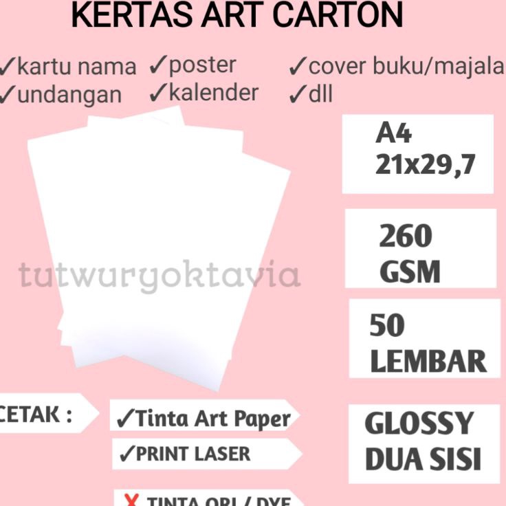 

Kes art carton 26 gsm A4 isi 5 lembar