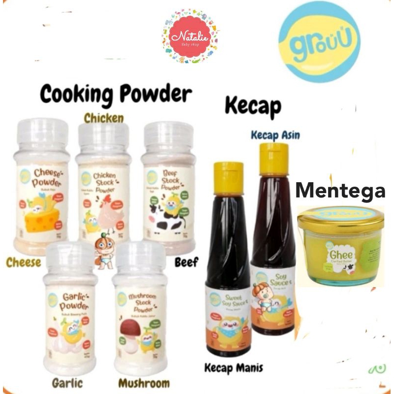 

GROUU Cooking Powder 6+month (Kaldu ayam/kaldu sapi, kaldu jamur,keju,kecap, mentega, cooking oil)