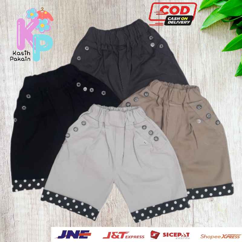 Celana Pendek Anak Short Will Polkadot Chinos Diamond Strecth Premium 1-4 Tahun