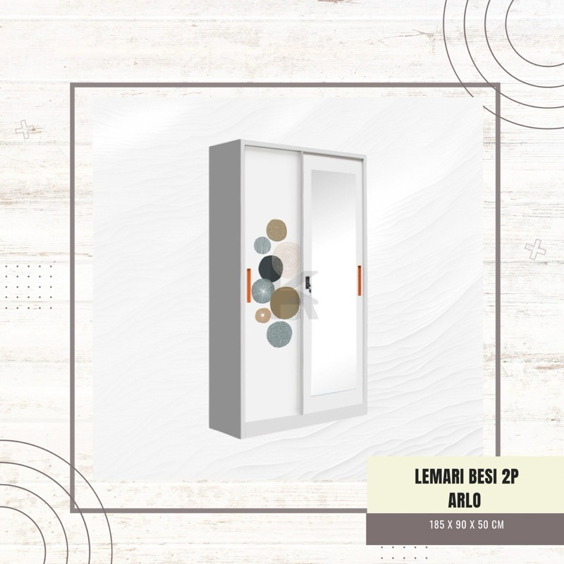 FREE ONGKIR+RAKIT Lemari Baju Besi 2 Pintu Sliding - Lemari Besi Lebar 90 CM