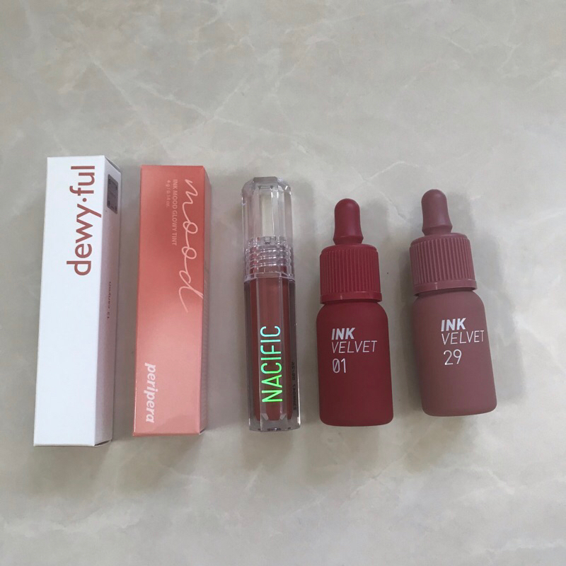 [READY BACA DESKRIPSI] PRELOVED LIKE NEW ROMAND DEWYFUL PERIPERA INK VELVET INK MOO GLOWY TINT NACIF