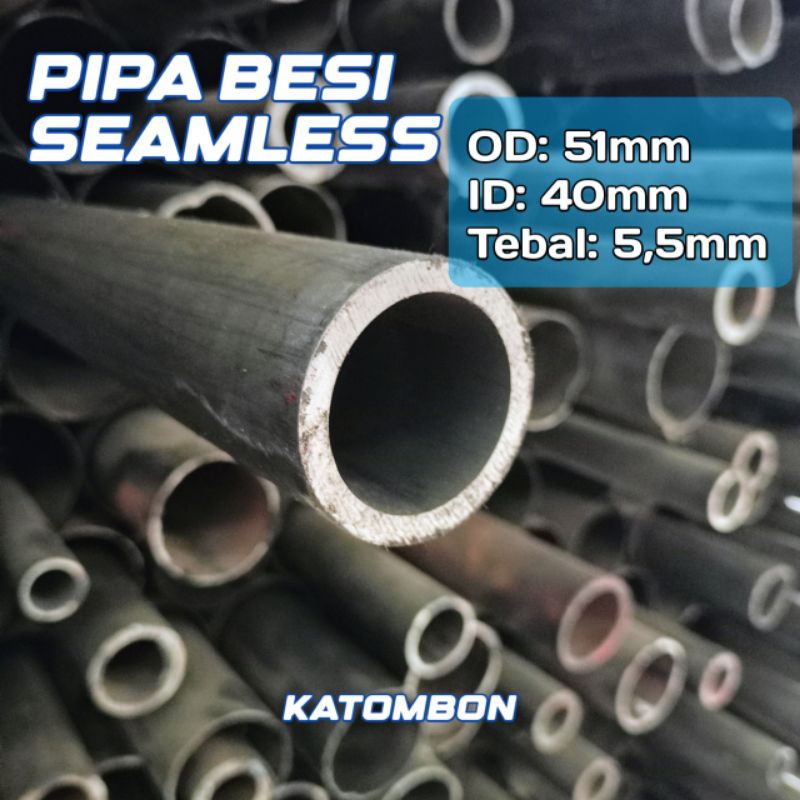 pipa besi seamless od 51mm id 40mm tebal 5,5mm panjang 20cm