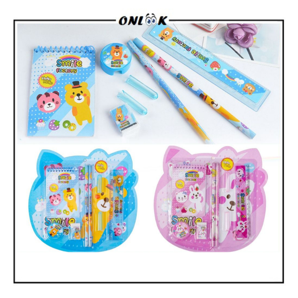 

Alat Tulis Karakter Set 8 Pcs / Mini Stationery Character 8IN1 / Paket Lengkap Pensil Penghapus Penggaris Notebook Rautan Motif Kartun Animal / Peralatan Belajar Menulis Anak Sekolah TK SD SMP Hadiah Kado Pesta Ulang Tahun Souvenir Gambar Lucu