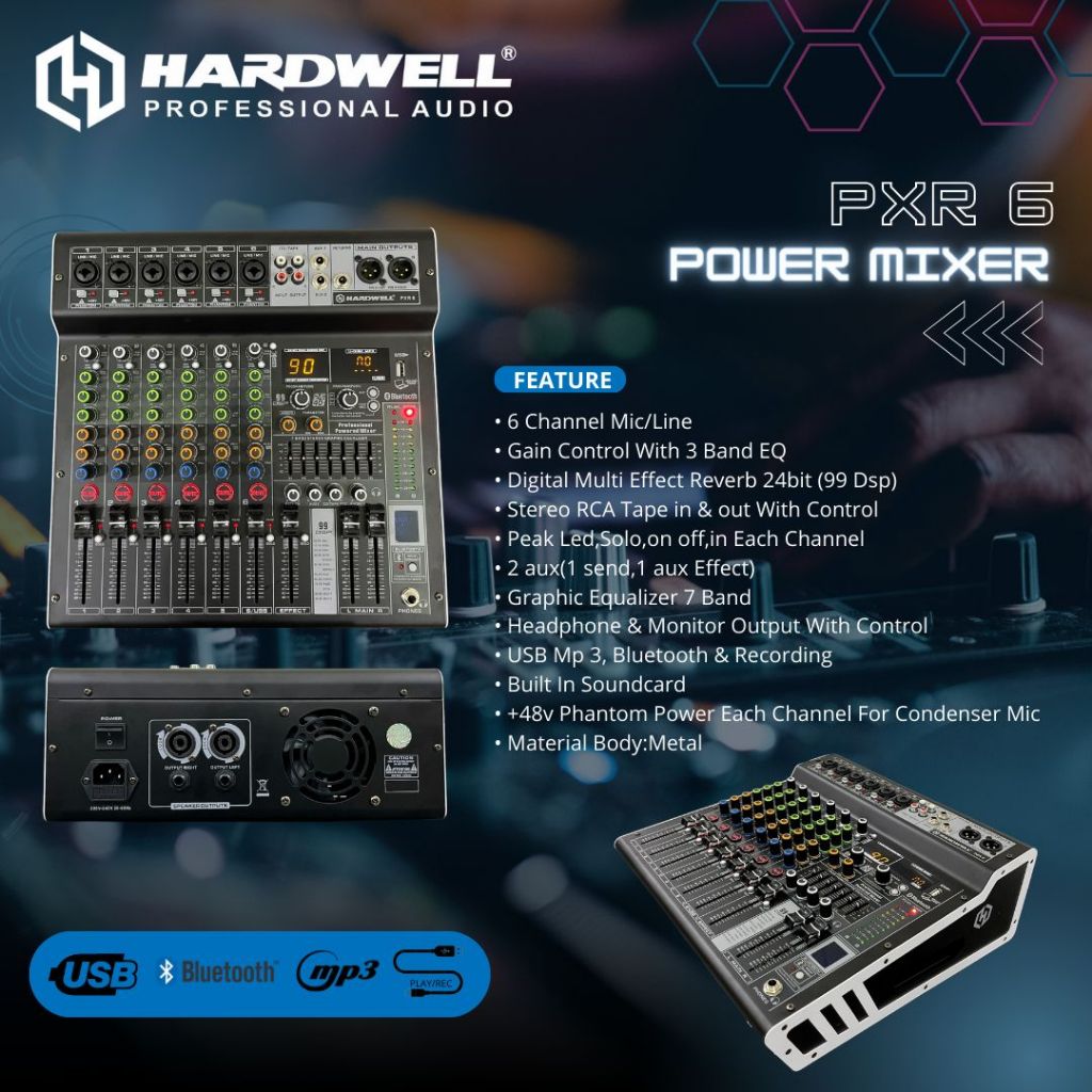 Power Mixer Audio Hardwell PXR 6 Original 6 Channel Hardwell PXR 6 New