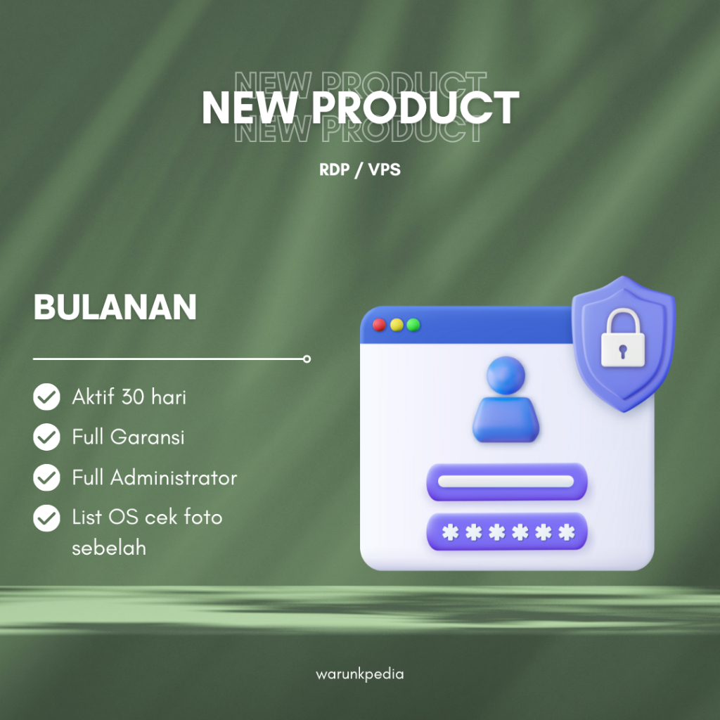 RDP Windows dan VPS Linux Administrator Full Garansi [ BULANAN ]