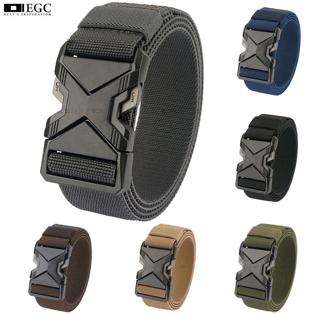 IKAT PINGGANG PRIA NYLON WEBBING TALI ELASTIS TACTICS (KEPALA BESI)  MEN BELT FASHION - LH-419