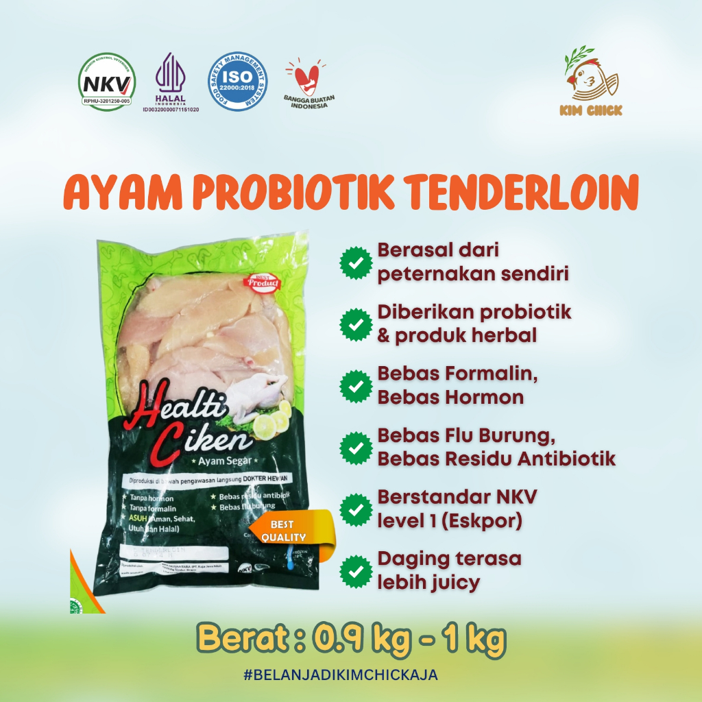 

Healti Ciken - Tenderloin Ayam Probiotik | 0.9 - 1 kg