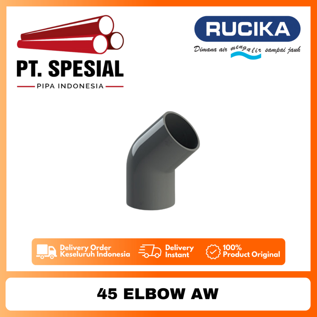 Knee 45 PVC AW Rucika 1 - 2 1/2 Inch / Keni Knee PVC AW / Elbow 45 PVC AW Rucika - 10