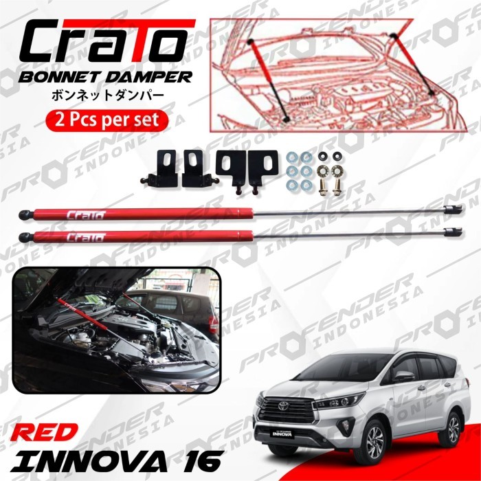 CRATO RED BLACK - Aksesoris Shock kap mesin Hood Damper CRATO CARBON - Toyota Innova KD GD ANKI GNKI