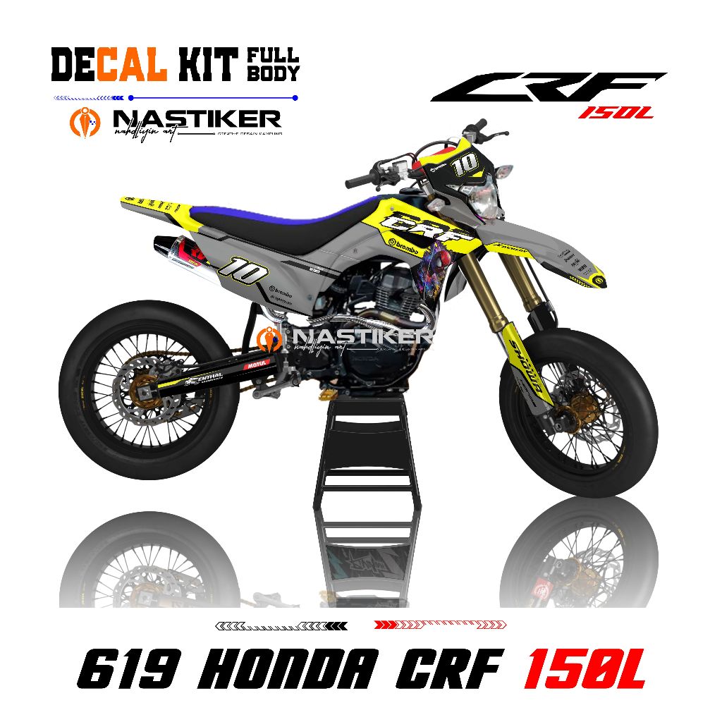 DECAL HONDA CRF 150L KUNING ABU-ABU - STIKER STICKER MOTOR CRF 150 L ABU-ABU KUNING FULL BODY