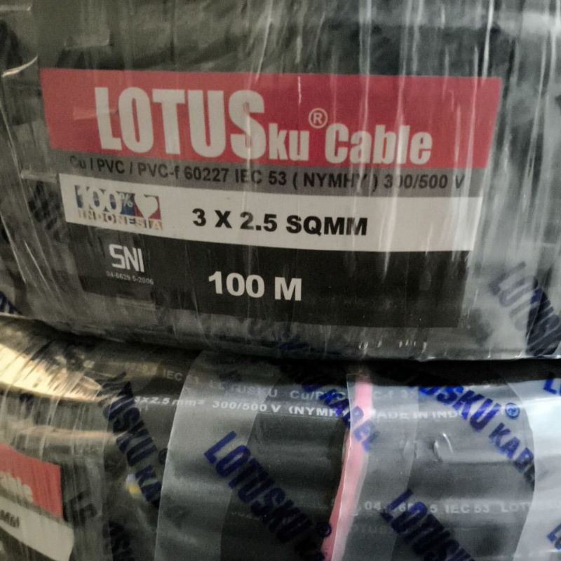 Nyyhy 3x2.5 3x2,5 mm Kabel Serabut Hitam Lotus SNI