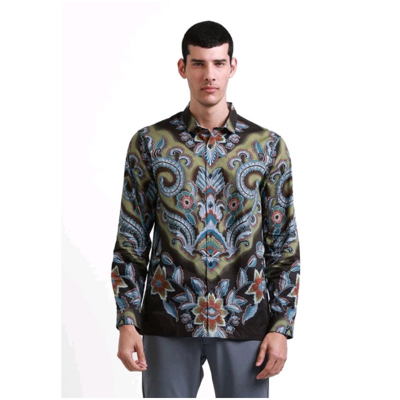 Manzone Kemeja Batik Lengan Panjang Pria Cokroatmojo - Brown