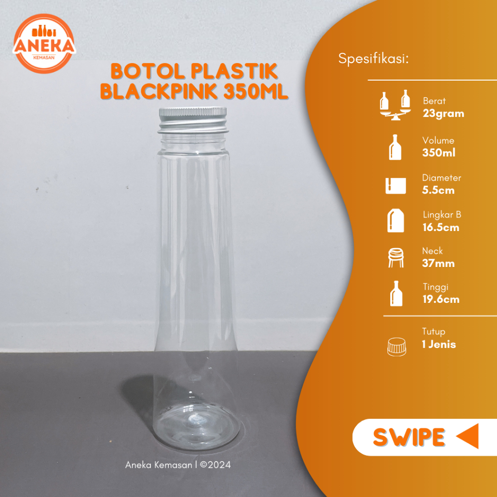 BOTOL PLASTIK 350ML TEBAL/BOTOL PLASTIK BLACKPINK 350ML